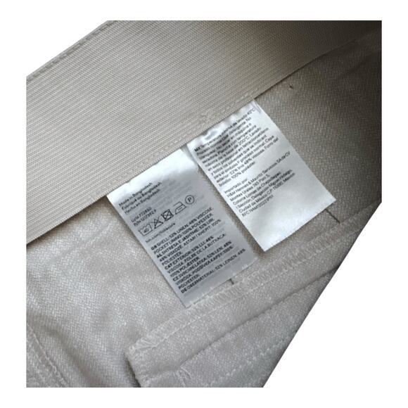 H&M Womens Size US 12 Khaki Beige Tan Linen Blend Pants 26" Inseam - Picture 5 of 6